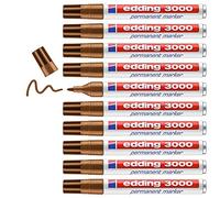 edding 3000 permanent marker - ochre - box of 10 - round tip 1.5-3 mm - quick-drying permanent markers - waterproof, smudge-proof - for cardboard, plastic, wood, metal, fabric - marker pens