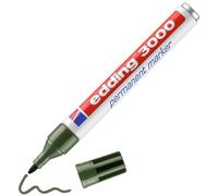 edding 3000 permanent marker - olive-green - 1 pen - round tip 1.5-3 mm - quick-drying permanent markers - waterproof, smudge-proof - for cardboard, plastic, wood, metal, fabric - marker pens