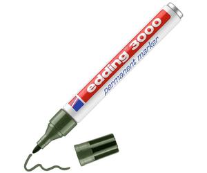 edding 3000 permanent marker - olive-green - 1 pen - round tip 1.5-3 mm - quick-drying permanent markers - waterproof, smudge-proof - for cardboard, plastic, wood, metal, fabric - marker pens