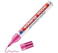 edding 3000 permanent marker - pink - 1 pen - round tip 1.5-3 mm - quick-drying permanent markers - waterproof, smudge-proof - for cardboard, plastic, wood, metal, fabric - marker pens