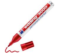 edding 3000 Permanent Marker - Red - 1 Pen - Round Tip 1.5-3 mm - Quick-Drying Permanent Markers - Waterproof, Smudge-Proof - for Cardboard, Plastic, Wood, Metal, Fabric - Marker Pens