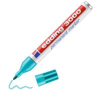 edding 3000 permanent marker - turquoise (blue) - 1 pen - round tip 1.5-3 mm - quick-drying permanent markers - waterproof, smudge-proof - for cardboard, plastic, wood, metal, fabric - marker pens