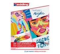edding 30010 Acrylic Oil pad - White - 10 Sheets in A4 - Thick Painting Paper (300 GSM) - Canvas-Like Paper for Acrylic and Oil Paint, Acid-Free, Ideal for Professionals and Beginners