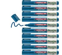 edding 31 EcoLine flipchart marker - blue - box of 10 - round nib 1,5-3 mm - marker for writing, drawing on flipchart paper - does not bleed through - does not dry out - refillable