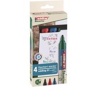 Edding Flipchart Markers 31 EcoLine – Assorted Colours, Round Nib 1.5–3 mm, Refillable, Pack of 4
