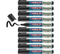 edding 32 EcoLine flipchart marker - black - box of 10 - chisel nib 1-5 mm - marker for writing, drawing on flipchart paper - does not bleed through - does not dry out - refillable