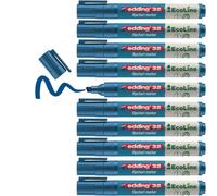 edding 32 Ecoline flipchart Marker - Blue - Box of 10 - Chisel Nib 1-5 mm - Marker for Writing, Drawing on flipchart Paper - Does not Bleed Through - Does not Dry Out - refillable