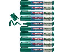edding 32 EcoLine flipchart marker - green - box of 10 - chisel nib 1-5 mm - marker for writing, drawing on flipchart paper - does not bleed through - does not dry out - refillable