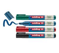 EDDING 32 Ecoline Flipchart Markers - Assorted Colours (Pack of 4) - NEW
