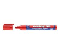 edding 33 brilliant paper marker - red - 1 waterproof permanent marker - chisel nib 1-5 mm - vibrant colours - lightfast marking on paper, card, cardboard, plastic, metal and glass