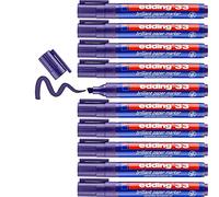 edding 33 brilliant paper marker - violet - 10 waterproof permanent markers - chisel nib 1-5 mm - vibrant colours - lightfast marking on paper, card, cardboard, plastic, metal and glass