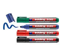 edding 330 Permanent Marker Broad Chisel 1 - 5 mm Assorted Refillable Water-Resistant Pack of 4