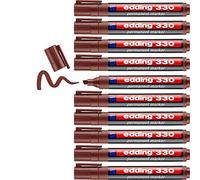 edding 330 permanent marker - brown - 10 pens - chisel tip 1-5 mm - waterproof, quick-drying, smear-proof pens - for cardboard, plastic, glass, wood, metal and fabric