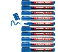 edding 330 permanent marker - light-blue - 10 pens - chisel tip 1-5 mm - waterproof, quick-drying, smear-proof pens - for cardboard, plastic, glass, wood, metal and fabric