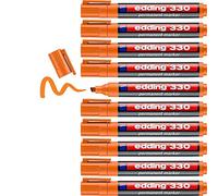 edding 330 permanent marker - orange - 10 pens - chisel tip 1-5 mm - waterproof, quick-drying, smear-proof pens - for cardboard, plastic, glass, wood, metal and fabric