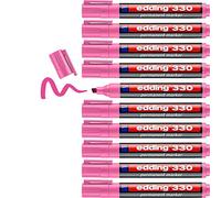 edding 330 permanent marker - pink - 10 pens - chisel tip 1-5 mm - waterproof, quick-drying, smear-proof pens - for cardboard, plastic, glass, wood, metal and fabric