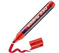 edding 330 permanent marker - red - 1 pen - chisel nib 1-5 mm - waterproof, quick-drying, smear-proof pens - for cardboard, plastic, glass, wood, metal and fabric
