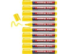 edding 330 permanent marker - yellow - 10 pens - chisel tip 1-5 mm - waterproof, quick-drying, smear-proof pens - for cardboard, plastic, glass, wood, metal and fabric