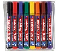 edding 360 whiteboard marker set - multi-coloured - 8 whiteboard pens - round tip 1.5-3 mm - whiteboard pen dry wipe - for whiteboards, flipcharts, magnetic, memo boards - sketchnotes - refillable