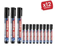 Edding 360 BULLET TIP BLACK WHITEBOARD MARKERS - Single 12 Packs Edding Black