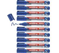 edding 360 whiteboard marker - blue - 10 whiteboard pens - round tip 1.5-3 mm - whiteboard pen dry wipe - for whiteboards, flipcharts, pinboards, magnetic and memo boards - sketchnotes - refillable