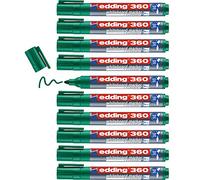 edding 360 whiteboard marker - green - 10 whiteboard pens - round tip 1.5-3 mm - whiteboard pen dry wipe - for whiteboards, flipcharts, pinboards, magnetic and memo boards - sketchnotes - refillable