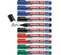 edding 360 whiteboard marker - multi-coloured - 10 whiteboard pens - round nib 1.5-3 mm - whiteboard pen dry wipe - for whiteboards, flipcharts, magnetic, memo boards - sketchnotes - refillable