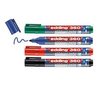 edding 360 whiteboard marker - multi-coloured - 4 whiteboard pens - round nib 1.5-3 mm - whiteboard pen dry wipe - for whiteboards, flipcharts, magnetic, memo boards - sketchnotes - refillable