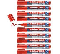 edding 360 whiteboard marker - red - 10 whiteboard pens - round tip 1.5-3 mm - whiteboard pen dry wipe - for whiteboards, flipcharts, pinboards, magnetic and memo boards - sketchnotes - refillable