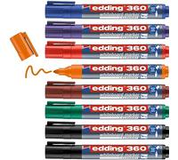edding 360 whiteboard marker set - multi-coloured - 8 whiteboard pens - round tip 1.5-3 mm - whiteboard pen dry wipe - for whiteboards, flipcharts, magnetic, memo boards - sketchnotes - refillable