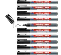 edding 361 whiteboard marker - black - 10 whiteboard pens - round tip 1 mm - whiteboard pen dry wipe - for whiteboards, flipcharts, pinboards, magnetic and memo boards - sketchnotes - refillable