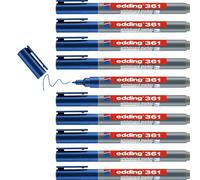 edding 361 whiteboard marker - blue - 10 whiteboard pens - round tip 1 mm - whiteboard pen dry wipe - for whiteboards, flipcharts, pinboards, magnetic and memo boards - sketchnotes - refillable