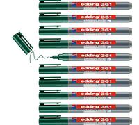 edding 361 whiteboard marker - green - 10 whiteboard pens - round tip 1 mm - whiteboard pen dry wipe - for whiteboards, flipcharts, pinboards, magnetic and memo boards - sketchnotes - refillable