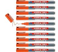 edding 361 whiteboard marker - orange - 10 whiteboard pens - round tip 1 mm - whiteboard pen dry wipe - for whiteboards, flipcharts, pinboards, magnetic and memo boards - sketchnotes