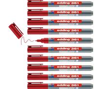 edding 361 whiteboard marker - red - 10 whiteboard pens - round tip 1 mm - whiteboard pen dry wipe - for whiteboards, flipcharts, pinboards, magnetic and memo boards - sketchnotes - refillable