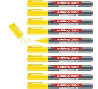 edding 361 whiteboard marker - yellow - 10 whiteboard pens - round tip 1 mm - whiteboard pen dry wipe - for whiteboards, flipcharts, pinboards, magnetic and memo boards - sketchnotes