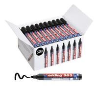 Edding 363 Whiteboard Marker - Black - 50 Whiteboard Pens - Chisel Tip 1-5 mm - Whiteboard Pen Dry Wipe - For Whiteboards,