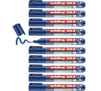 edding 363 whiteboard marker - blue - 10 whiteboard pens - chisel tip 1-5 mm - whiteboard pen dry wipe - for whiteboards, flipcharts, pinboards, magnetic and memo boards - sketchnotes - refillable
