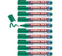 edding 363 whiteboard marker - green - 10 whiteboard pens - chisel tip 1-5 mm - whiteboard pen dry wipe - for whiteboards, flipcharts, pinboards, magnetic and memo boards - sketchnotes - refillable