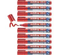 edding 363 whiteboard marker - red - 10 whiteboard pens - chisel tip 1-5 mm - whiteboard pen dry wipe - for whiteboards, flipcharts, pinboards, magnetic and memo boards - sketchnotes - refillable