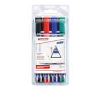 edding 363 whiteboard marker set - multi-coloured - 4 whiteboard pens - chisel nib 1-5 mm - whiteboard pen dry wipe - for whiteboards, flipcharts, magnetic, memo boards - sketchnotes - refillable