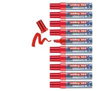 edding 365 whiteboard Marker - red - 10 whiteboard pens - Chisel Nib 2-7 mm - for whiteboard, Glass, Writing Board, flipchart - can be Wiped Off Dry and Without Leaving Residue, Does not Dry Out