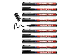 Edding 370 - Black - Box Of 10 - Fine Bullet Nib 1 mm - Waterproof, Quick-Drying - Multi-Purpose Marker, Universal Pen - For