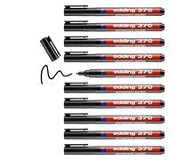 Edding Permanent Marker 370 – Fine 1 mm Bullet Tip, Waterproof Quick-Drying – Black Box of 10