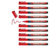 edding 370 - red - box of 10 - fine bullet nib 1 mm - waterproof, quick-drying - multi-purpose marker, universal pen - for cardboard, plastic, wood, metal, glass, pebbles, canvas