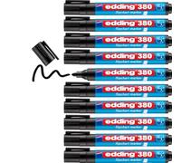edding 380 flipchart marker - black - box of 10 - round nib 1.5-3 mm - marker for writing, drawing and marking on flipchart paper - does not bleed through - does not dry out