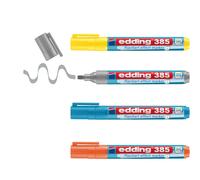 edding 385 flipchart effect marker - set of 4 - multi-coloured - flexible brush tip 1-5 mm - marker for highlighting, shading and marking on flipchart paper - does not bleed through - does not dry out
