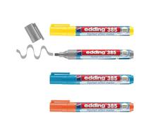 edding 385 flipchart effect marker - set of 4 - multi-coloured - flexible brush tip 1-5 mm - marker for highlighting, shading and marking on flipchart paper - does not bleed through - does not dry out
