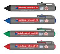 Edding 4-12-4 Retract 12 Whiteboard Marker Assorted 4pk
