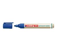 edding 21 Ecoline permanent marker - blue - 1 pen - round tip 1.5-3 mm - waterproof, quick-drying, smear-proof pens - for cardboard, plastic, glass, wood, metal and fabric - refillable